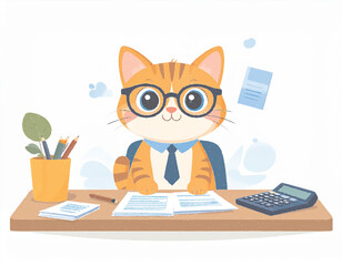 A02_cat-accountant_desk_vector