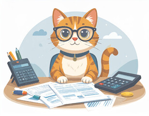A02_cat-accountant_desk_vector