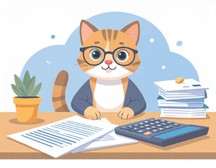 A02_cat-accountant_desk_vector