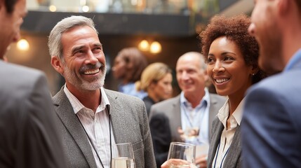 Professional colleagues networking and socializing at a business event