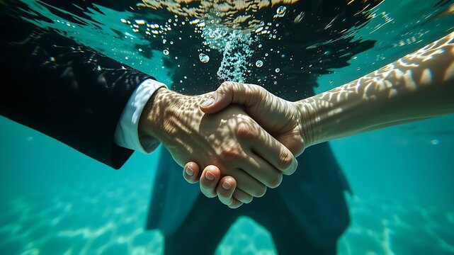 Business partnership agreement under the sea - Powered by Adobe