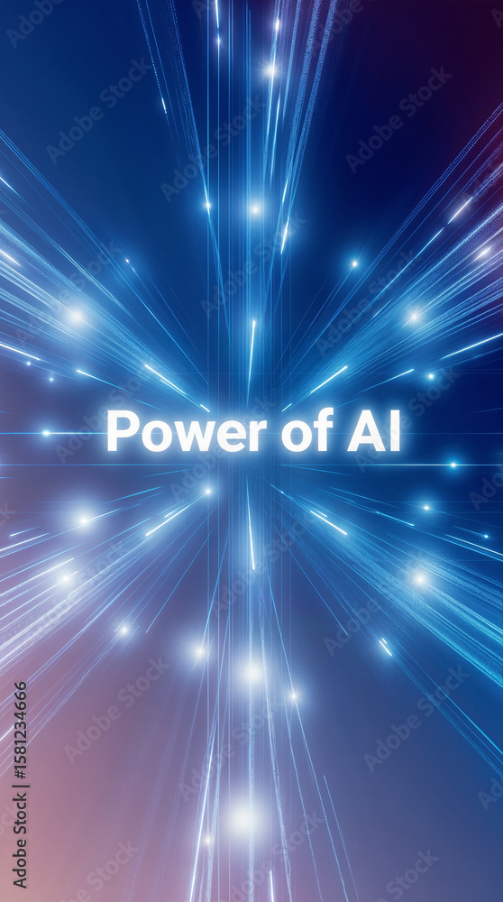 Poster abstract futuristic wallpaper with artificial intelligence with neon text 