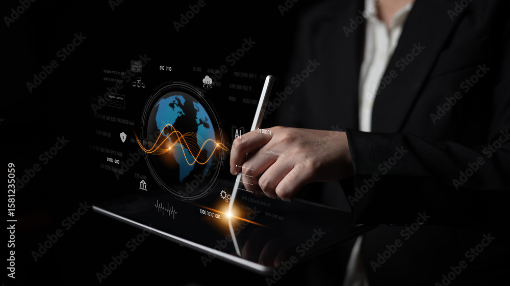 Poster global ai and data processing system enhances data, ai, and processing efficiency through digital ne