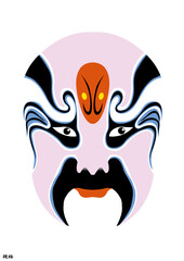 Chinese Peking Opera Mask Illustration, Traditional Beijing Opera Face Art, Cultural Vector Design