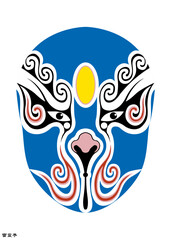 Chinese Peking Opera Mask Illustration, Traditional Beijing Opera Face Art, Cultural Vector Design