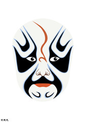 Chinese Peking Opera Mask Illustration, Traditional Beijing Opera Face Art, Cultural Vector Design