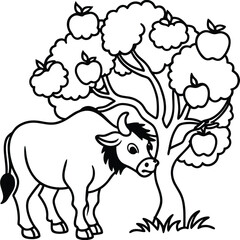 Buffalo  line art kids coloring page