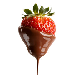 Delicious strawberry dipped in chocolate sweet dessert food temptation isolated on transparent background