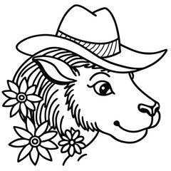 Buffalo  line art kids coloring page