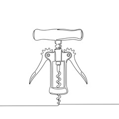 Black line drawing of a wing corkscrew isolated on transparent background  