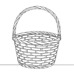 Wicker harvest basket outlined on transparent background  