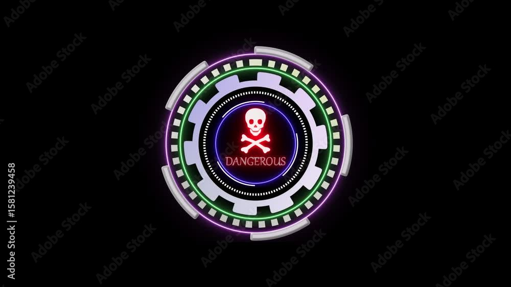 Poster warning attention with high quality rectangle digital design rotating animation. glowing neon beauti