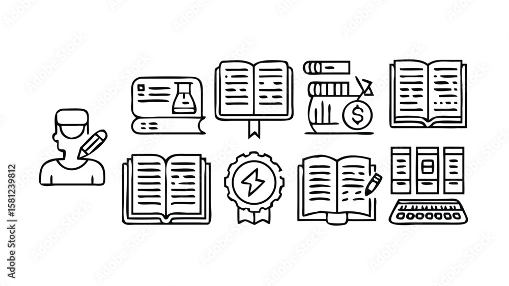 Poster comprehensive collection of 95 linear style icons a mega set for diverse design needs on transparent