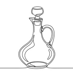 Elegant wine decanter line drawing on transparent background  