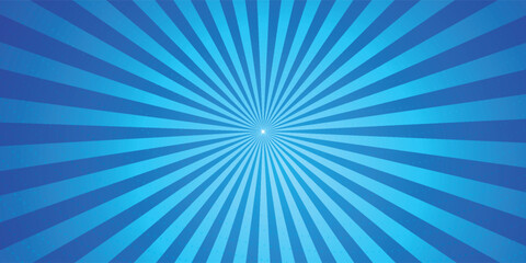 Comic background. Pop art texture. Starburst cartoon style. Anime design with explosion effect for print. Fun dot pattern. Blue backdrop with halftone gradient.