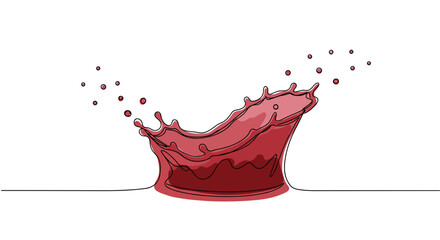 Red wine splash creating dynamic shape on transparent background  