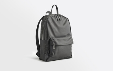 Fototapeta na wymiar Blank black backpack with zipper mockup, ai generated
