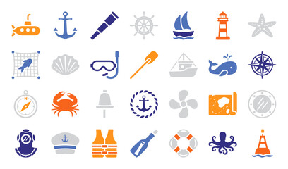 A set of nautical themed icons
