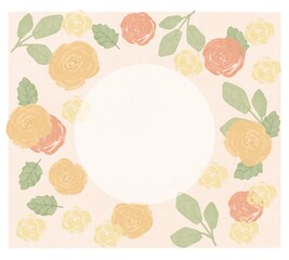 Pastel colours invitation card with flowers and leaves