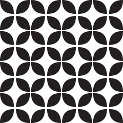 Fototapeta premium Black and White Seamless Geometric Pattern with Oval Shapes