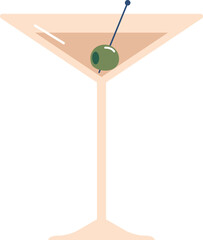 Martini glass with olive vector illustration