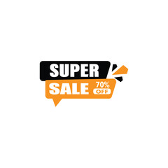 Super Sale 70% Off Vector Illustration Logo for Discount and Promotion Design.