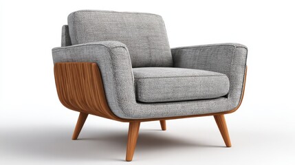 Fototapeta premium Retro chair with sleek, wooden arms and angled legs capturing the essence of mid-century modern design
