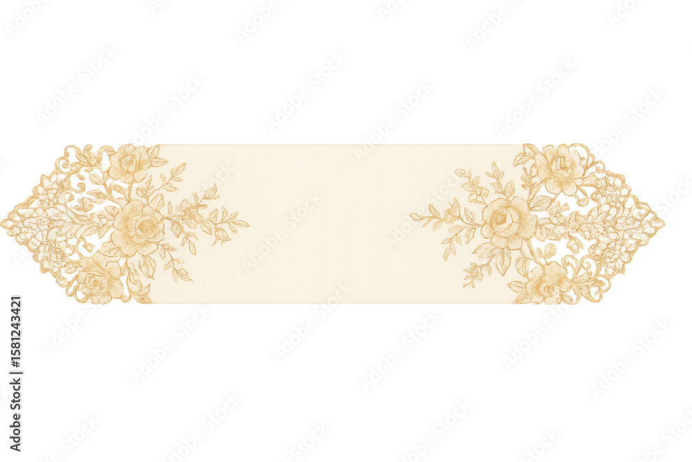 Poster delicate golden lace border revealing intricate patterns, providing elegant design enhancement with 