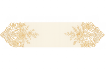 Delicate golden lace border revealing intricate patterns, providing elegant design enhancement with transparent background for seamless styling