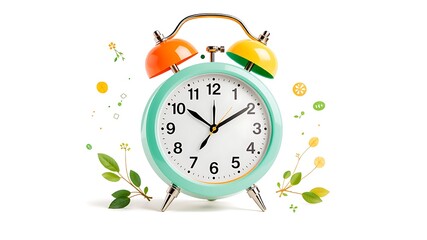 Retro alarm clock with colorful bells and spring elements