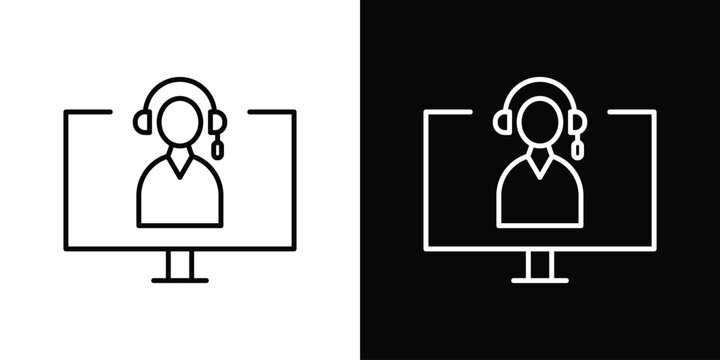 Tech support icon. Black illustration isolated for graphic and web design.