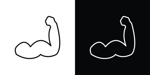 Fototapeta premium Strong arm icon. Black illustration isolated for graphic and web design.