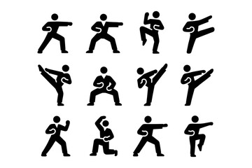 Obraz premium Martial arts silhouette collection: diverse karate and taekwondo poses