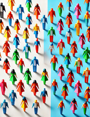 Obraz premium An abstract representation of a diverse crowd symbolizing unity, connection, and collaboration between multicultural races in a DEI community