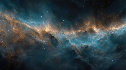 An equirectangular projection of a 360-degree space nebula panorama, used as an environment map. This HDRI spherical panorama showcases a space background filled with nebulae and stars