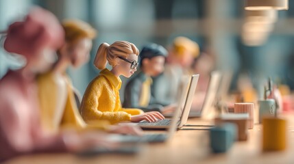Obraz premium People working in co-working space or work in the office with laptop computer.