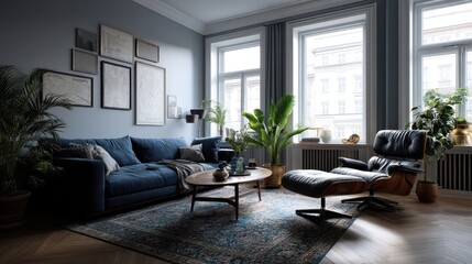 Fototapeta premium Serene Scandinavian Living Room Interior Design