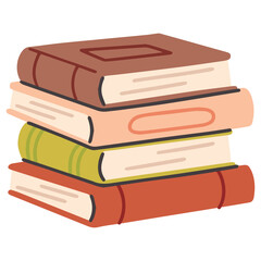 Stack of hardcover books in neutral tones. Represents learning, education, research, reading habits, and literary culture for school or academic context