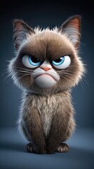 Fototapeta premium A grumpy, cartoon cat with an angry expression.