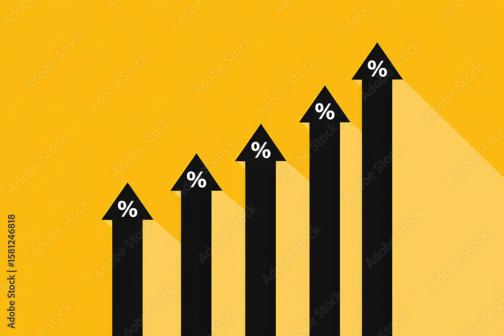 Poster percentage increase a visual representation of growth and advancement with upward pointing arrows on