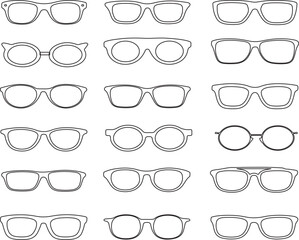 Eyeglass frame editable silhouette or line art