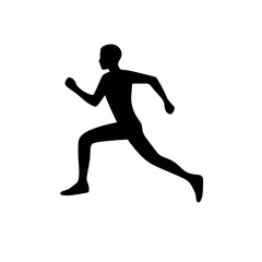 Fototapeta premium Silhouette of a person running or sprinting, depicted in black, vector.