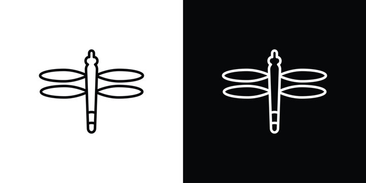 Dragon fly icon. Black illustration isolated for graphic and web design.