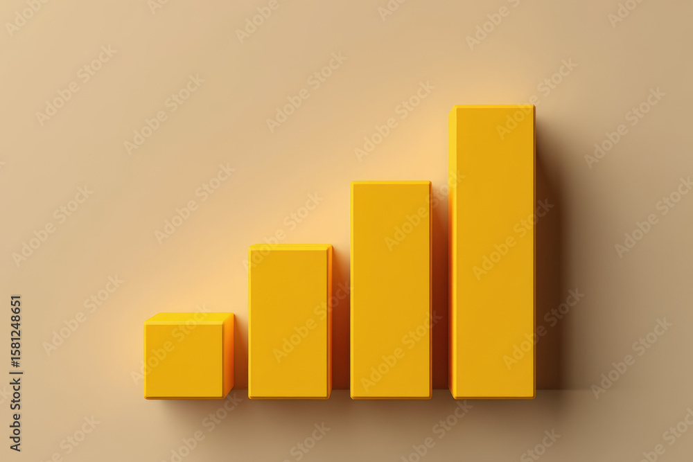 Poster visualize your success a rising bar graph in yellow against a beige backdrop representing growth and