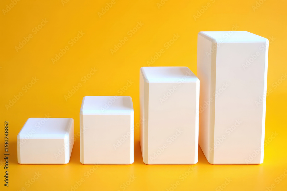 Poster visualizing gradual improvement a bar chart displaying incremental growth against a bright yellow ba