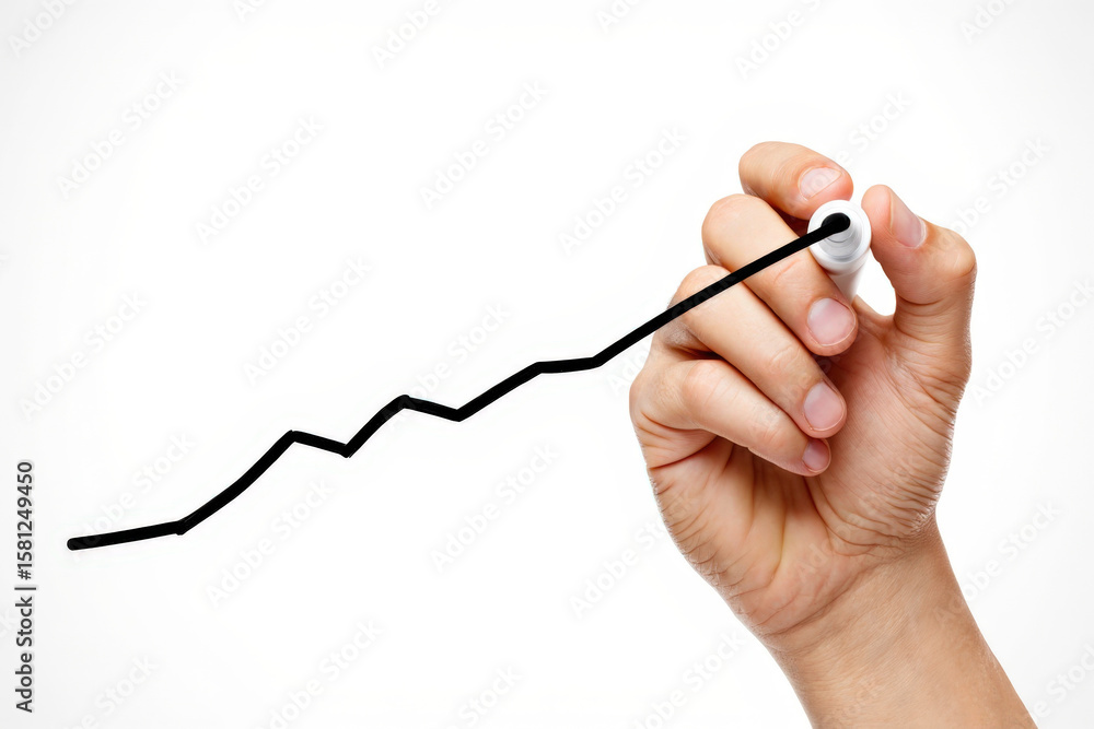 Aufkleber visualizing progress a hand drawing an upward trending line graph on a white background illustrating