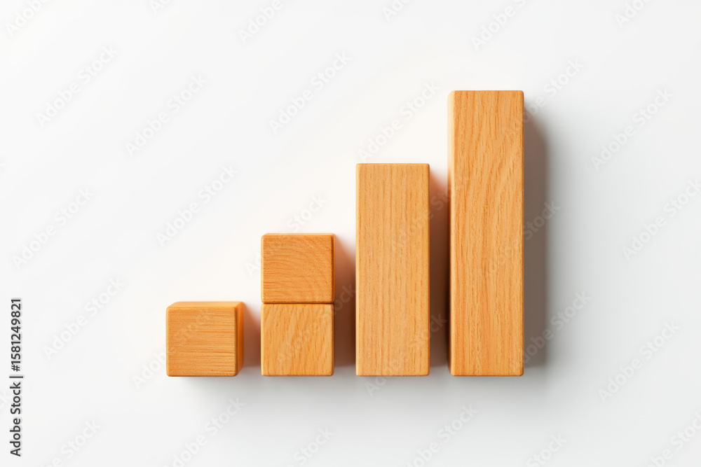 Poster wooden block graph a simple and effective visual representation of growth and progress demonstrating