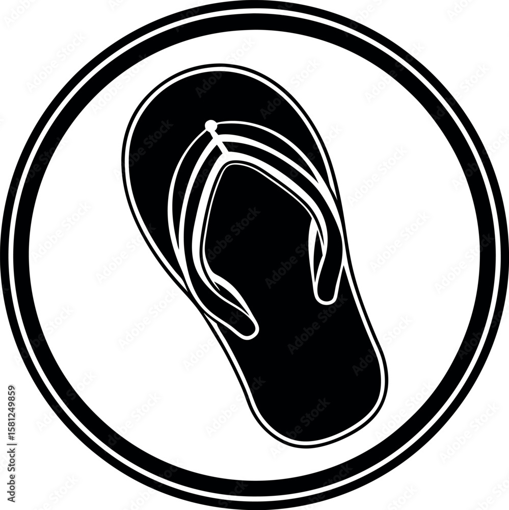 Poster minimal flipflop logo vector in circular style