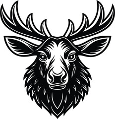 moose head silhouette on white background