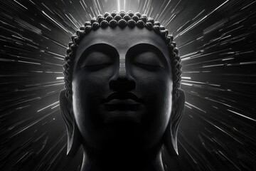 Close-up of a serene buddha statue.